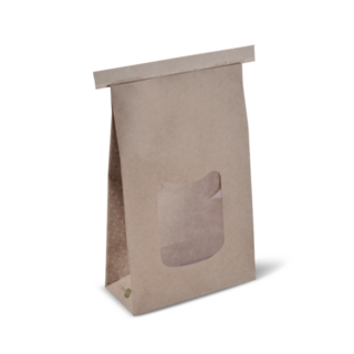 Brown Tin Tie Bags - With Window